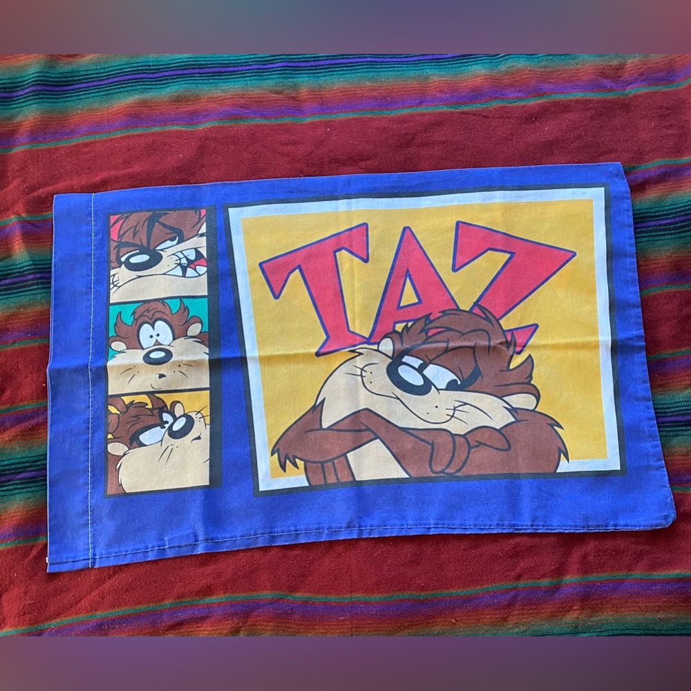 VTG 1997 Standard Looney Toons Taz Single Pillowcase!